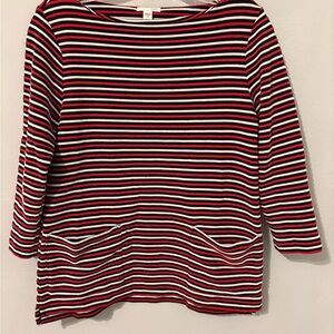 J.Jill Striped Red and Black Women's Top